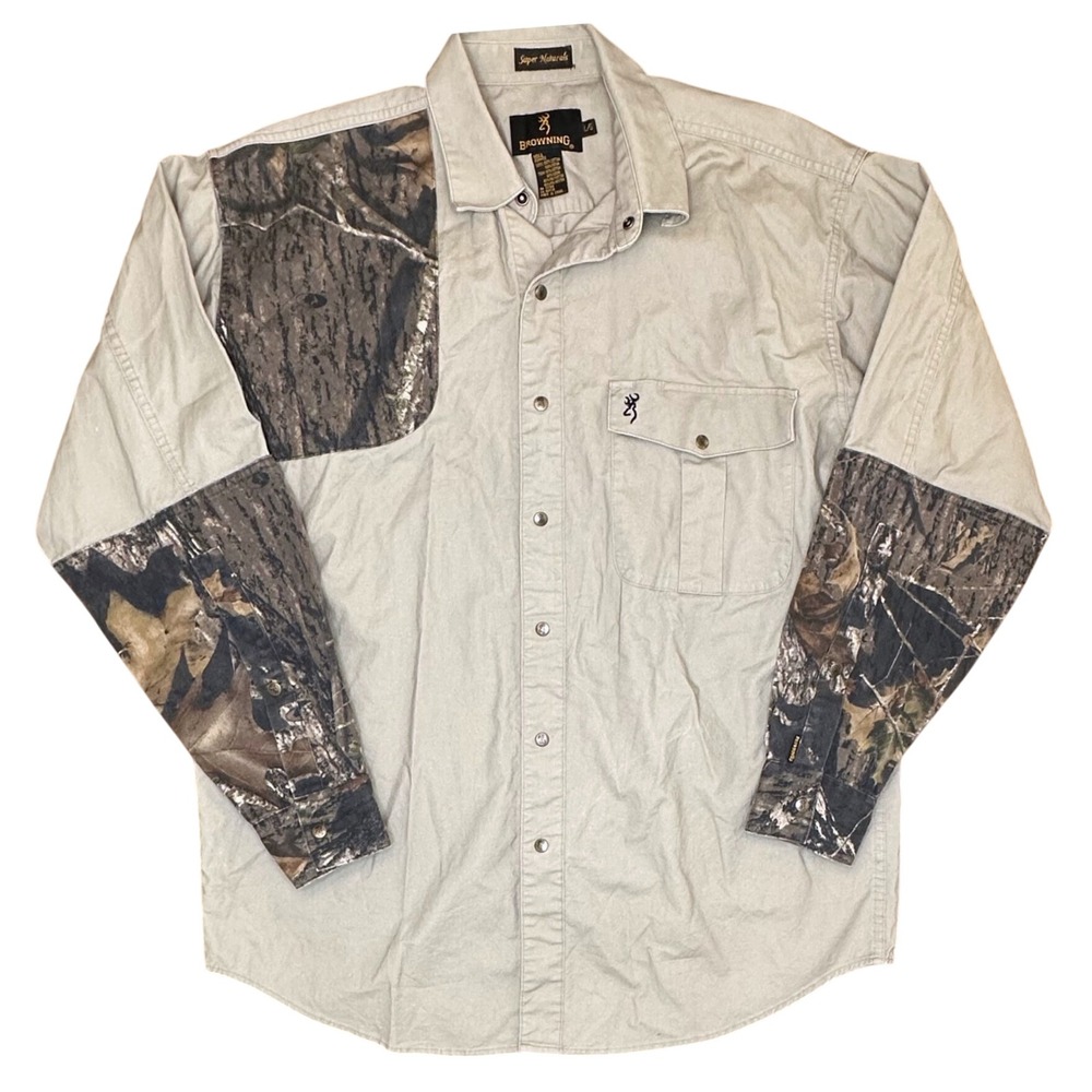Browning Men's Khaki Camo Hunting Right Handed Shooting Shirt with Padding